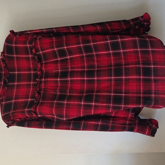 Plaid Ruffle Trim Blouse - Picture 5 of 7